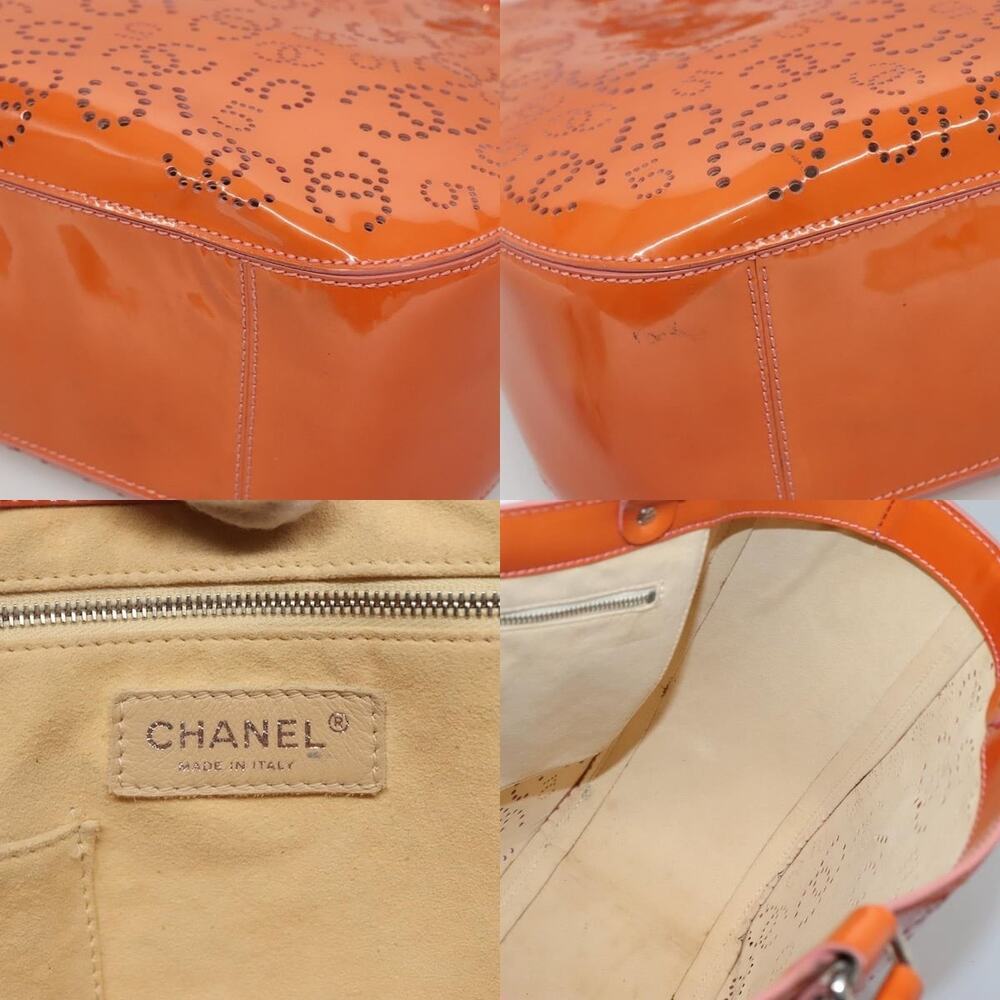 Chanel Punching Tote Bag Enamel Orange Silver CC - Picture 6 of 7